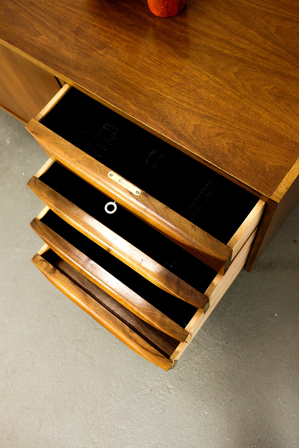 Midcentury Walnut Sideboard with sliding doors and drawers, 1950s