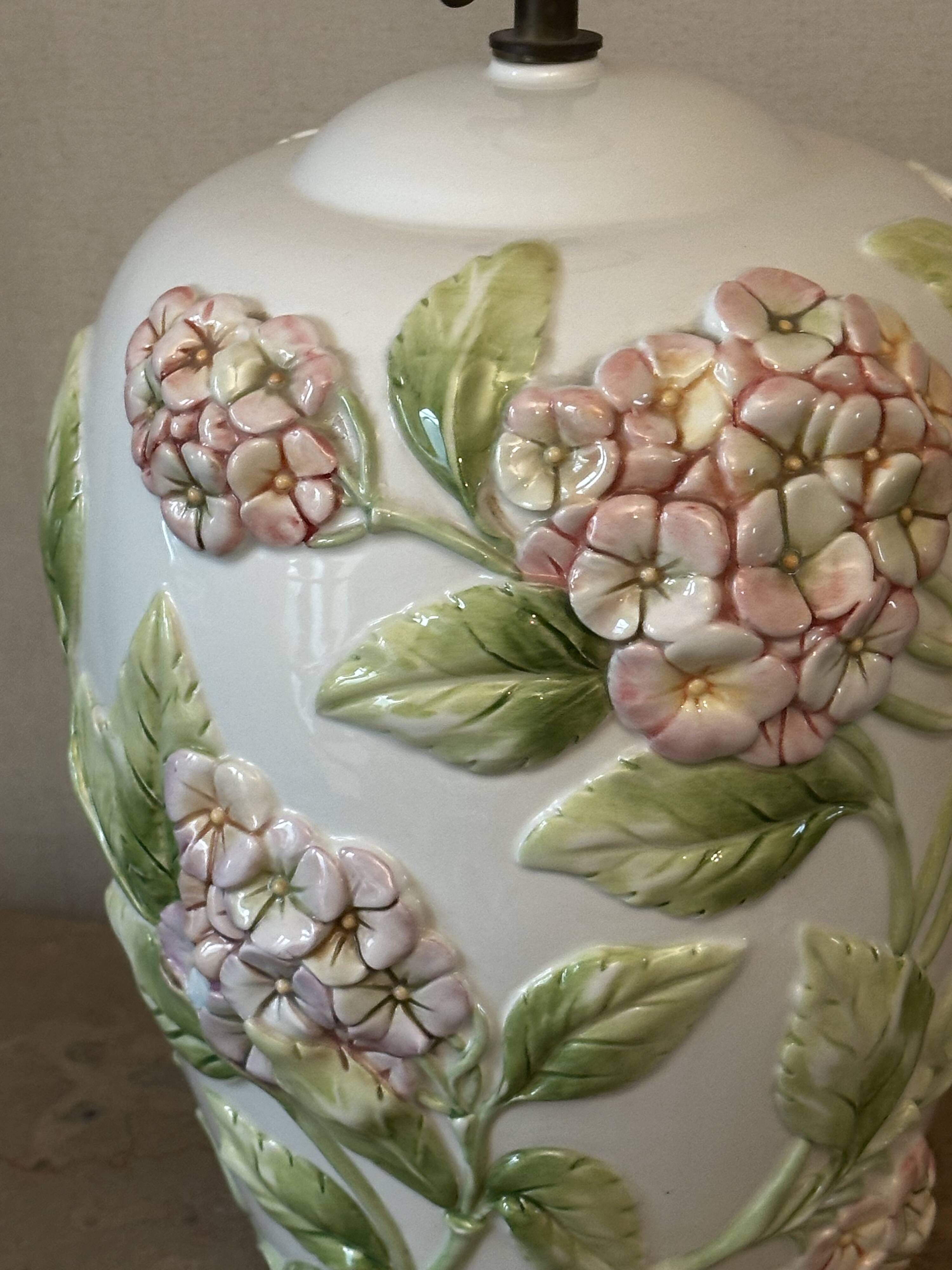 Chaumette Model Hortensias Lamp Base - Barbotine H 40 cm
