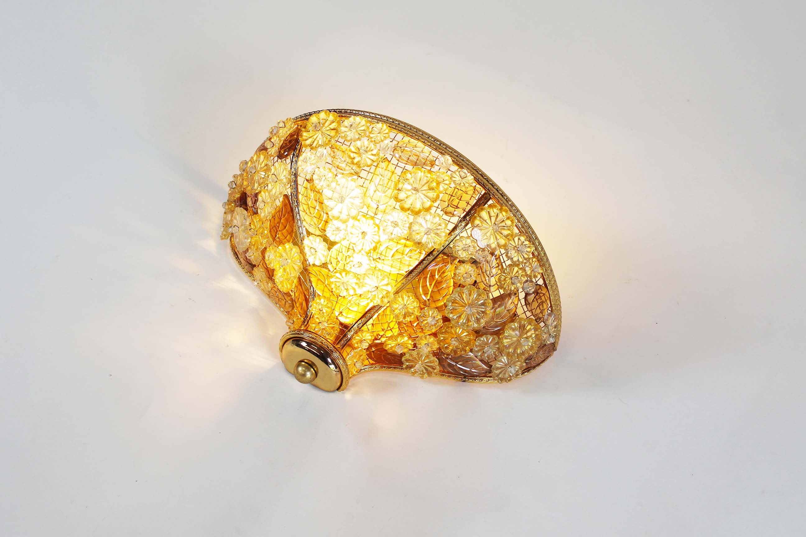 Incredible and rare crystal glass wall light light by Palwa, Germany 1960’s