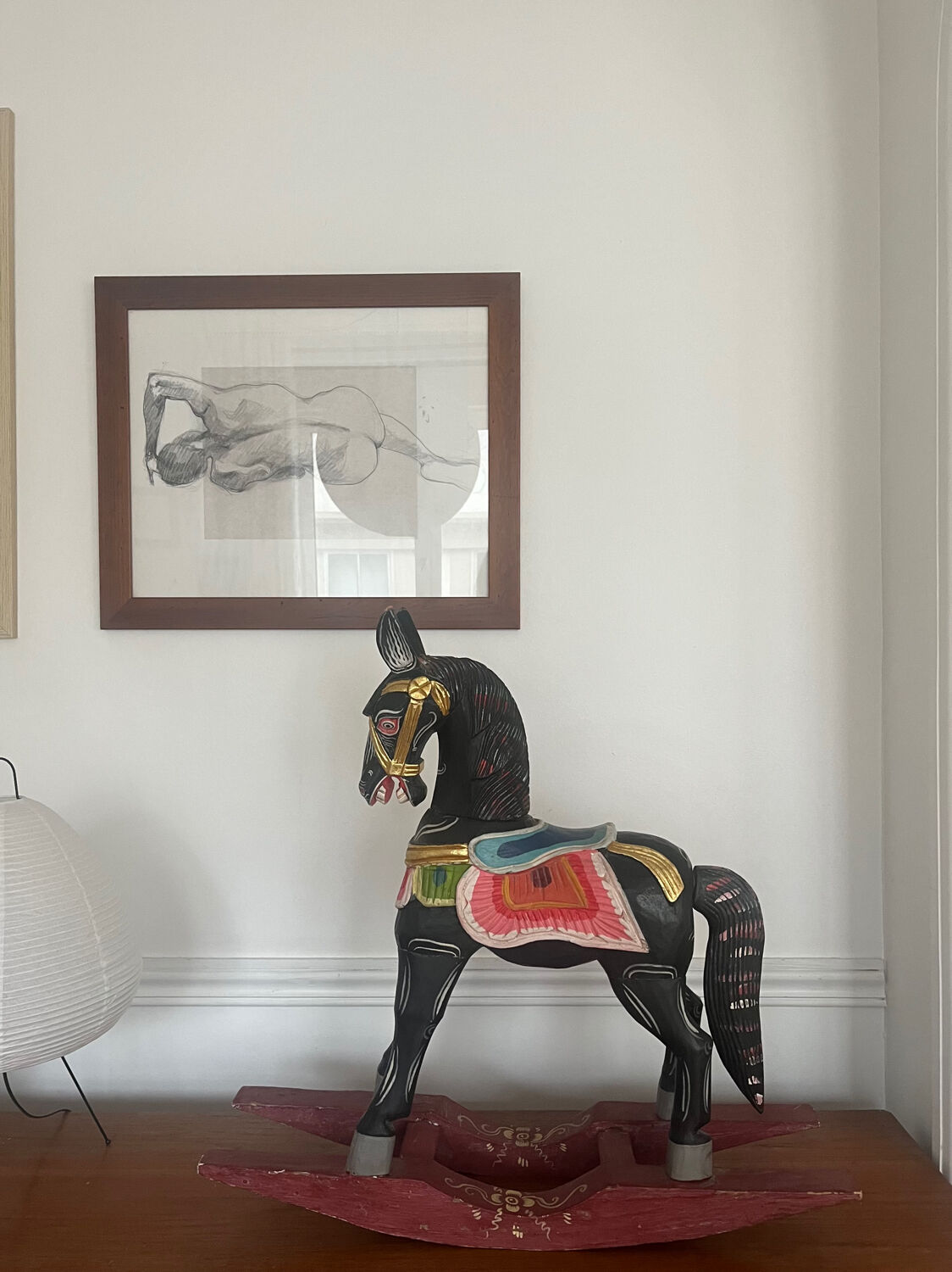 Antique wooden rocking horse