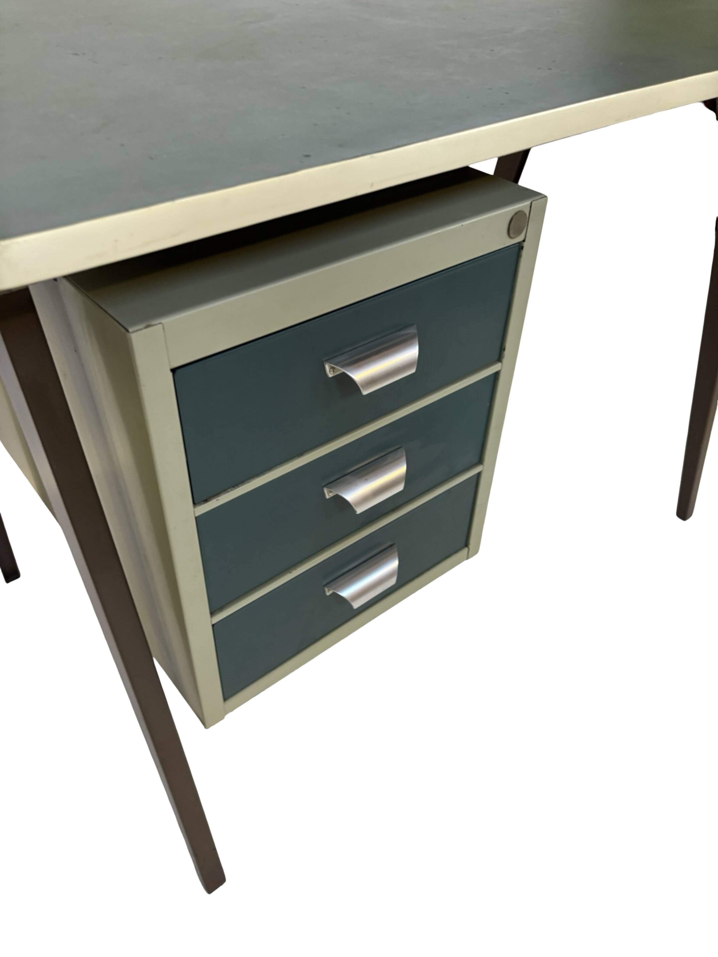 Vintage industrial Drentea Roomsteel desk 1960s metal design