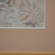 Pencil drawing "Landscape of Ruins" 1918 signed and dated