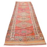 Tapis de couloir oriental vintage rose