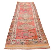 3x11 Pink Salmon Oriental Vintage Runner Rug, 99x341Cm