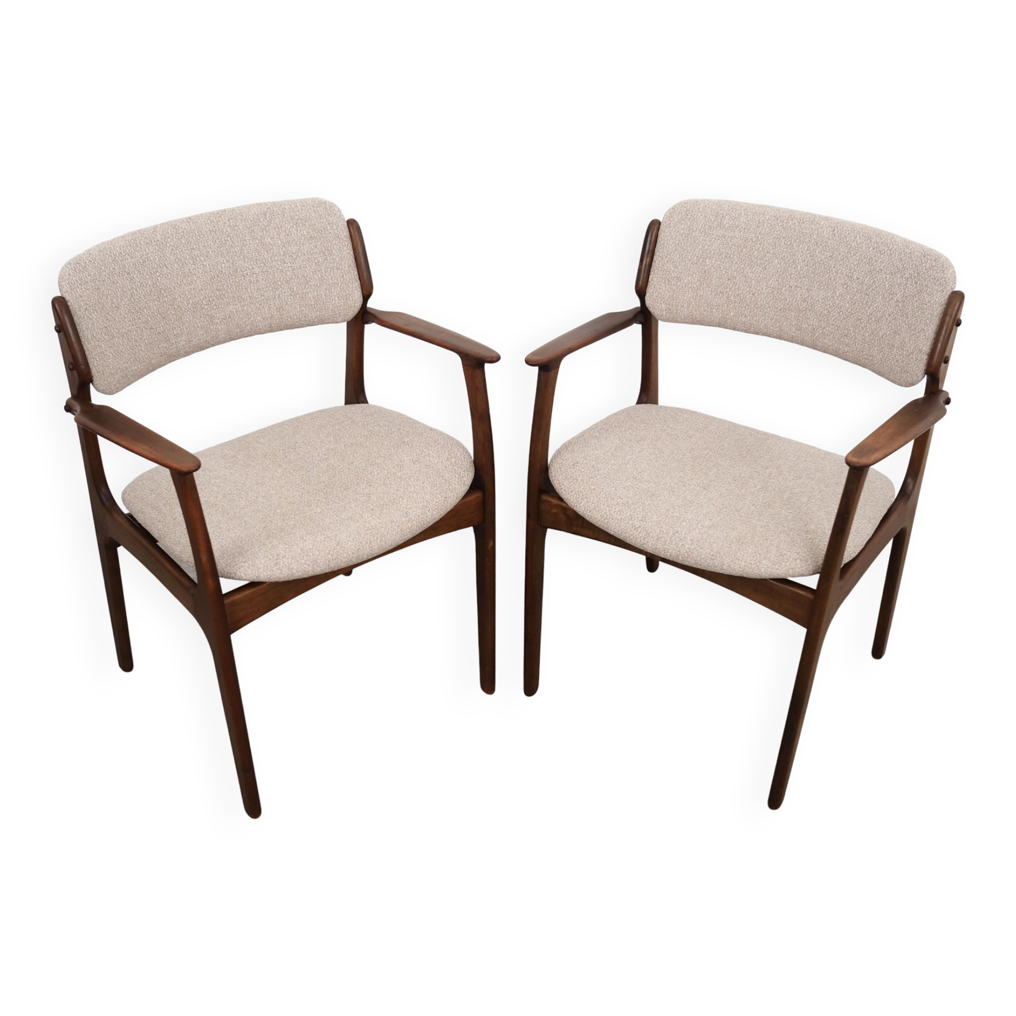 Walnut chairs, Danish design, 1960s, designer: Erik Buch