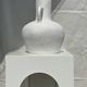 Large handcrafted terracotta vase painted white with double handles H40 D30