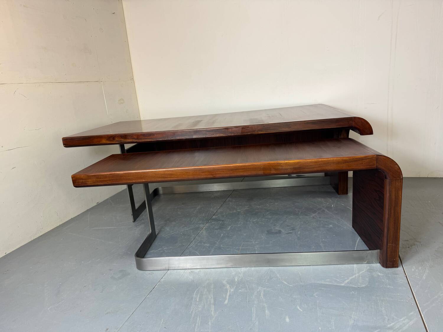 Vintage Danish design mid century wood steel Sibast executive desk