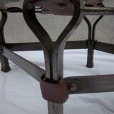 Year 1970 in wrought iron, leather and glass table