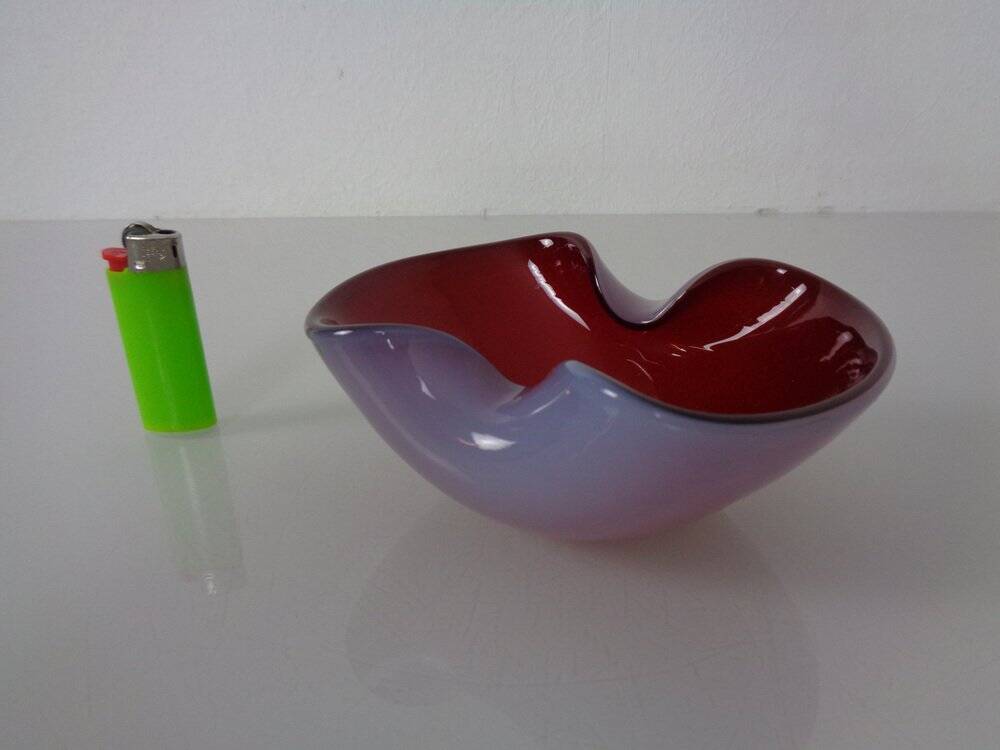 Red and Lilac Sommerso Murano Glass Bowl or Ashtray, Italy, 1960s