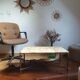 Table basse laiton et marbre vintage années 60