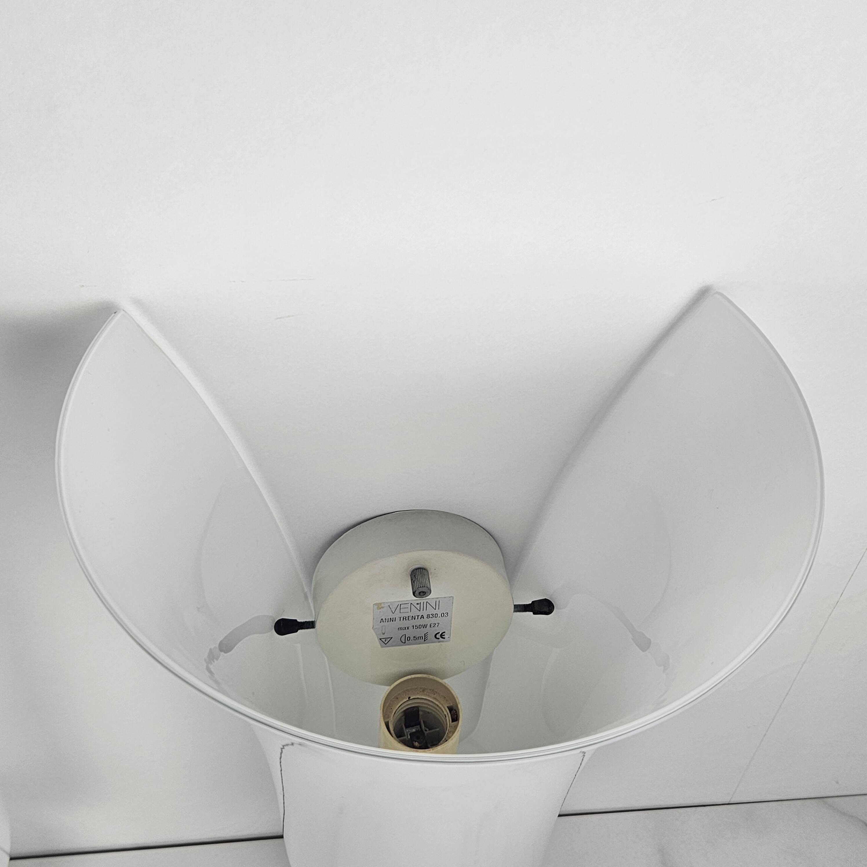 Anni Trenta Luce Large Wall Applique by Venini in Milk White Murano Glass