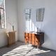 Commode teck poignées cuir 1960