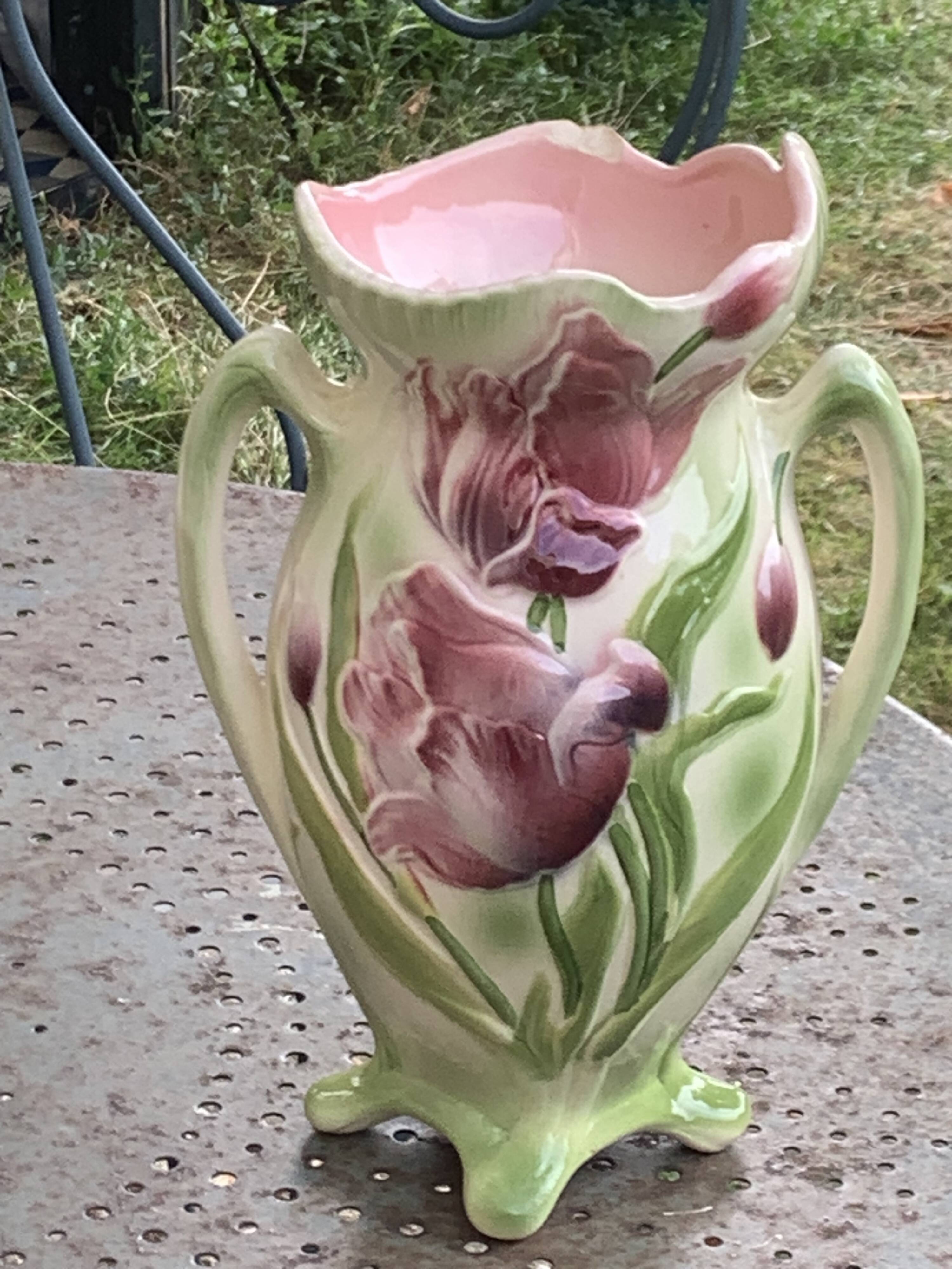 Large slip vase, glazed ceramic, Saint-Clément, France,