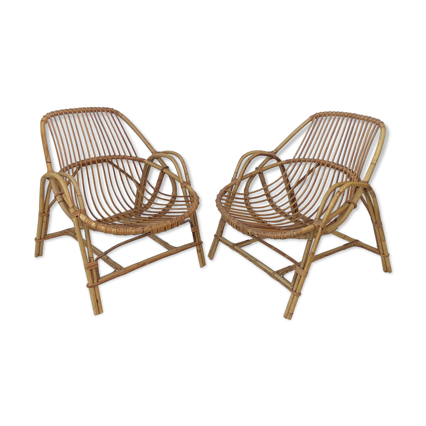 Pair of rattan drivers from the 50s