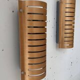 Pair of vintage wall lights, thermoformed wood, Sweden 1980s