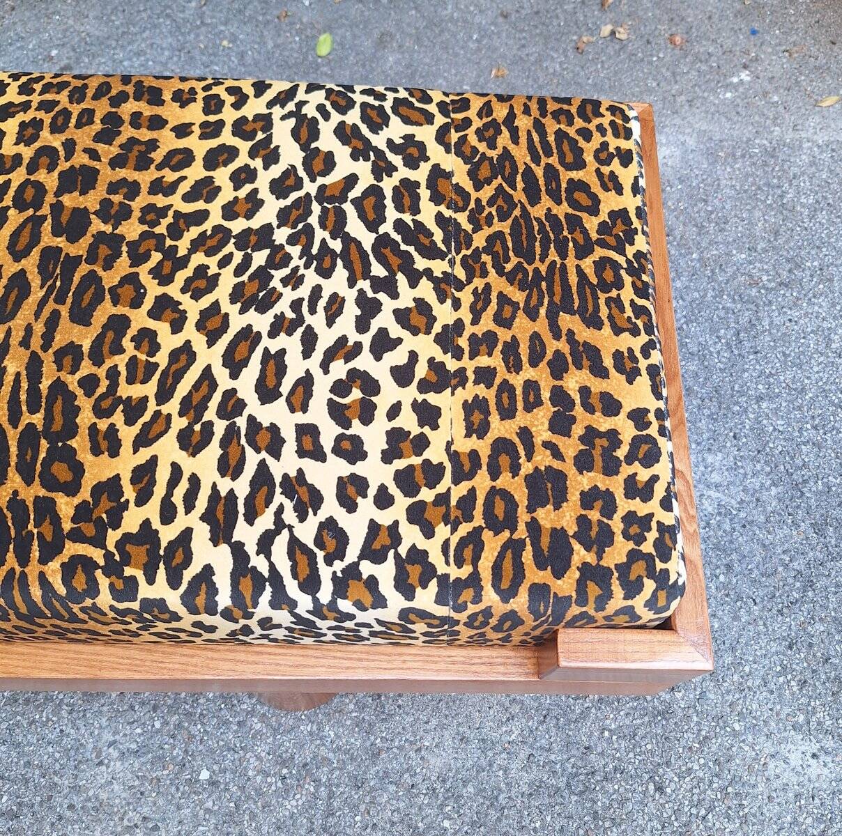 Bench with Pyramid Legs and Animalier Fabric from Artigianato Italiano, 2000s