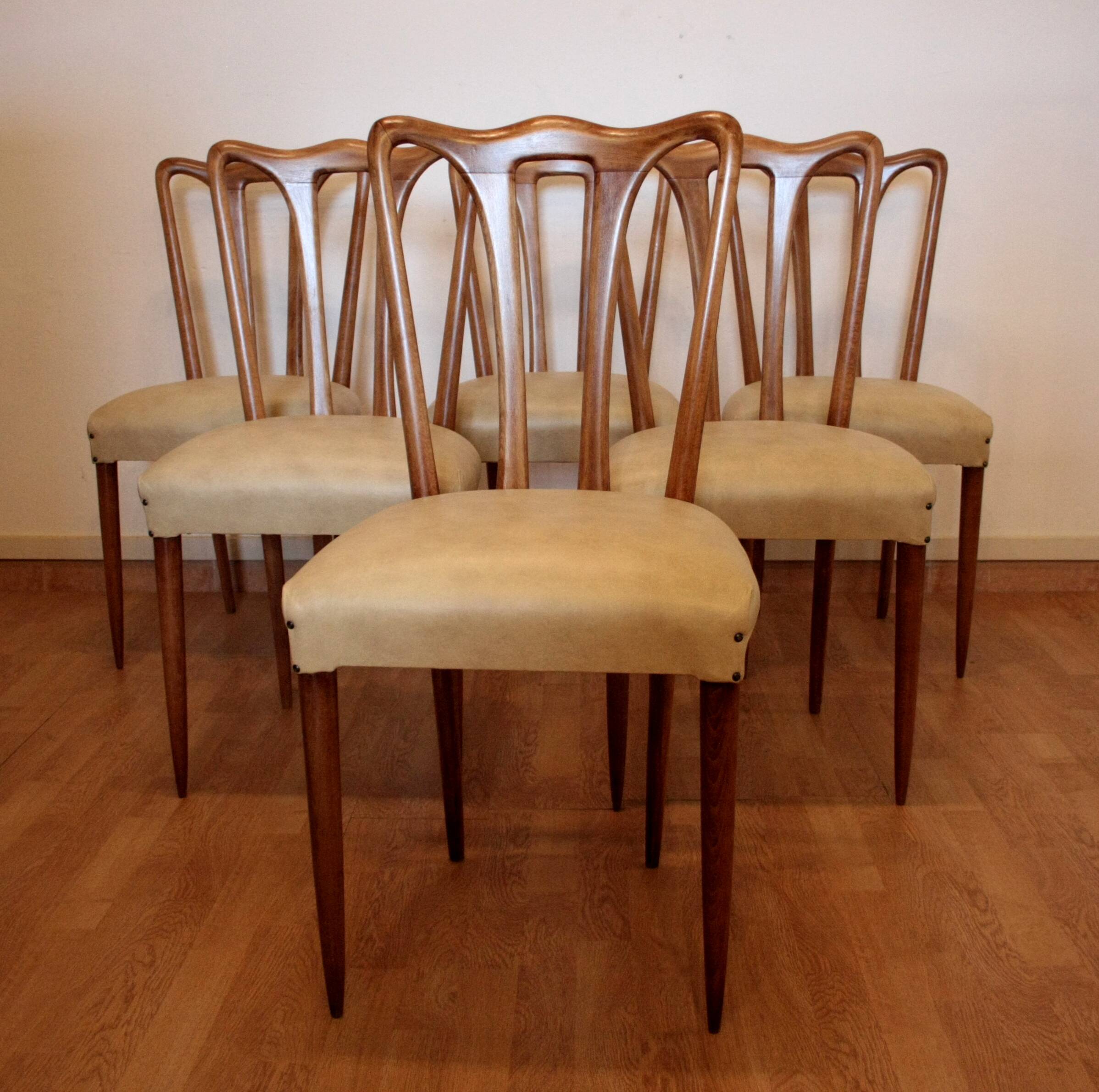 Set of 6 mid-century modern chairs, Italy, 1960s
