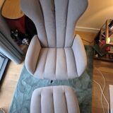 Tilburg Bo Concept reclining and swivel armchair with adjustable headrest + Tilburg ottoman