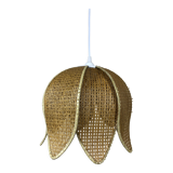Vintage pendant lamp in rattan in the shape of a flower