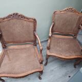 Pair of large Louis XV style Cannes armchairs