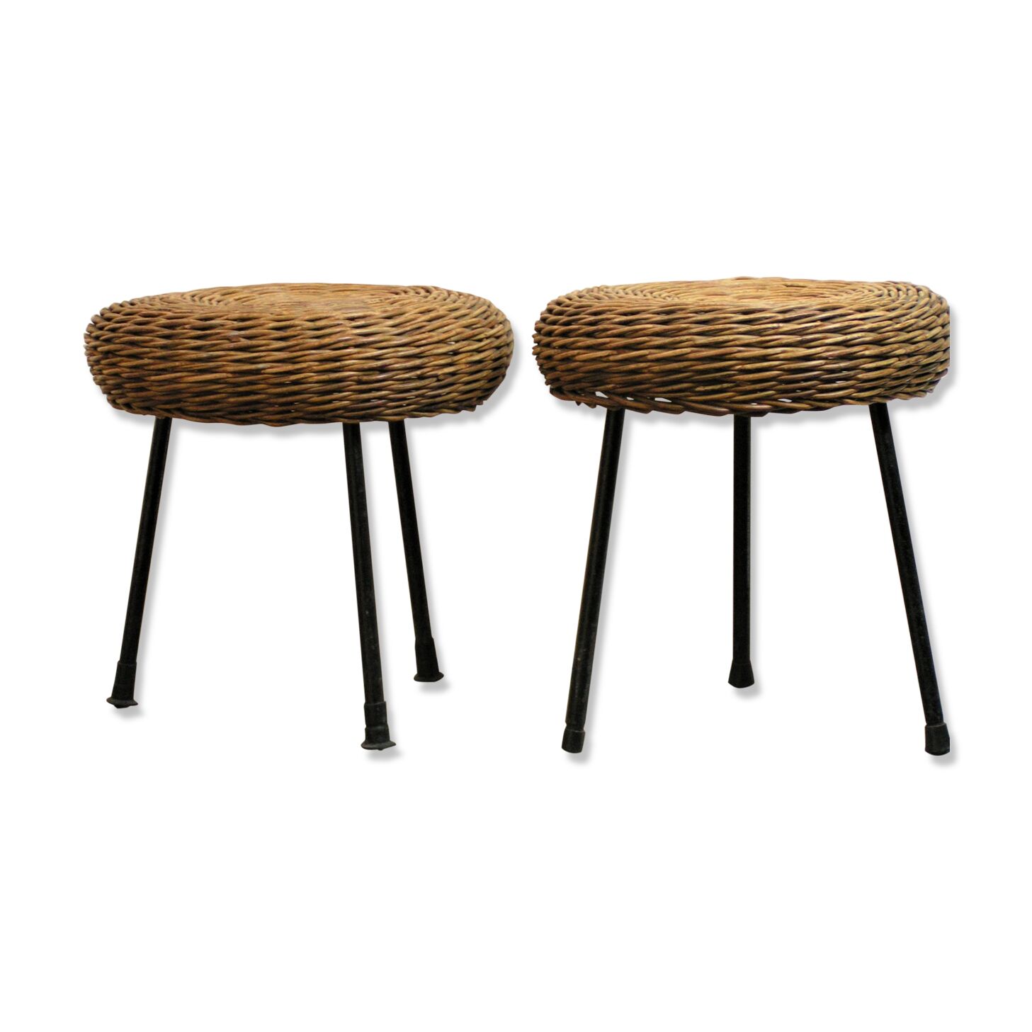 Tabouret bas en rotin