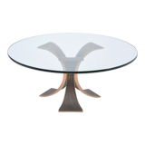 Vintage Brutalist Coffee Table Made of Bronze and Glass