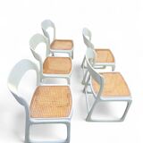 Set of 5 white Baumann "Sleigh" chairs