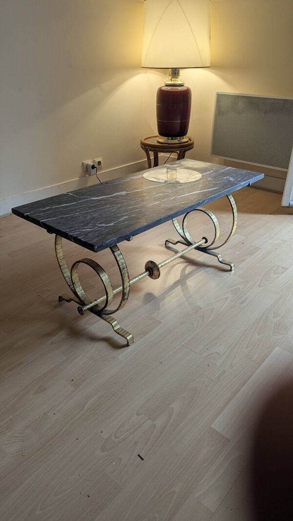 Table basse en marbre gris, année 60-70