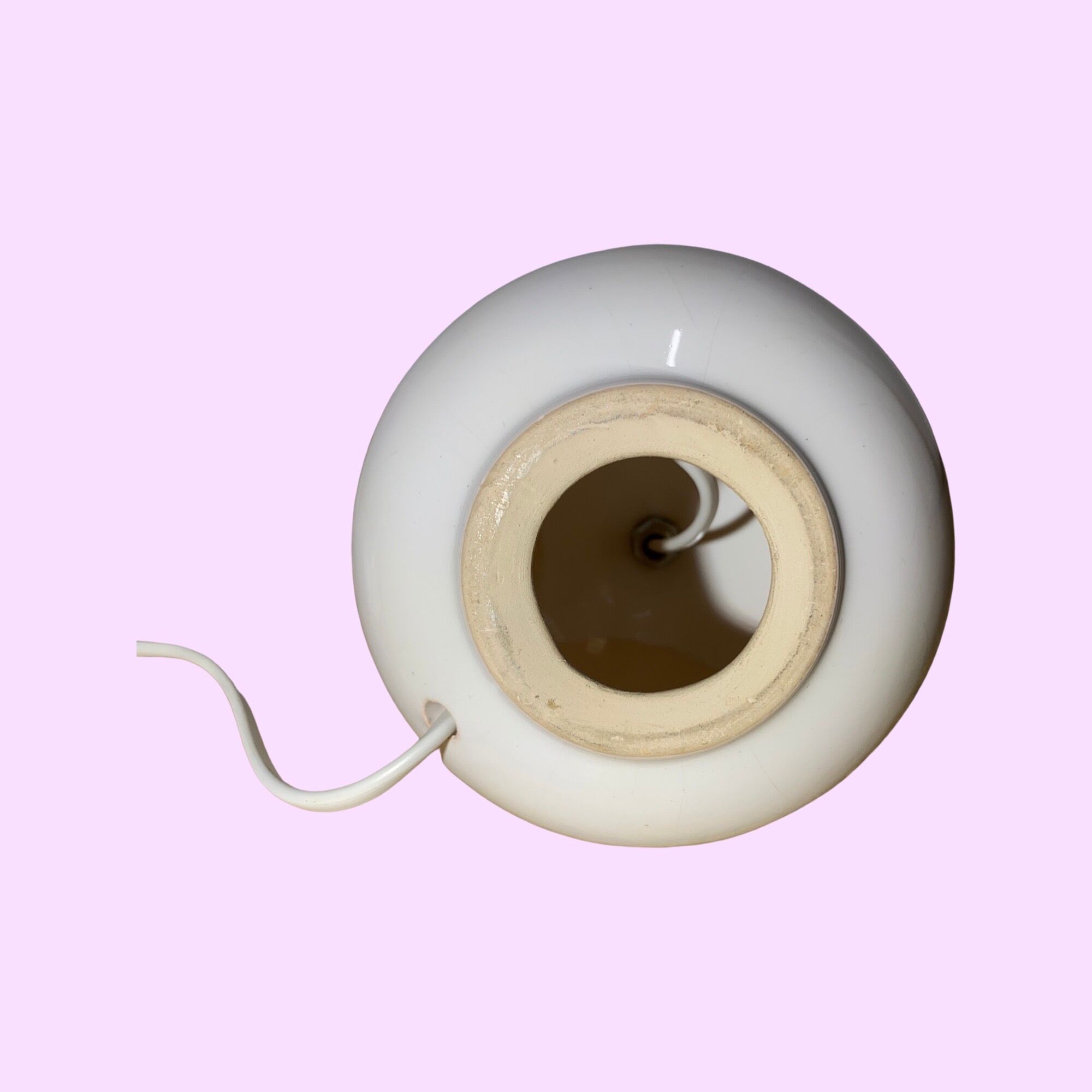 White Vintage Danish Ball Shaped Desk Light | Scandinavian Table Lamp From The Mid Century