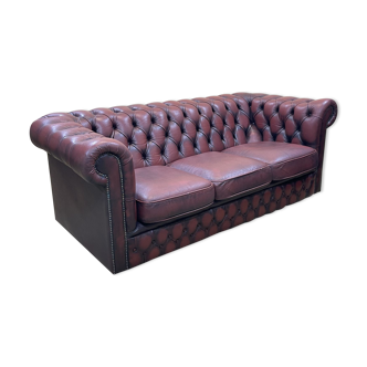 Chesterfield sofa in red leather from the 1980s