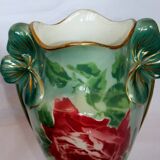 Vase art new pair KG Lunéville gilding decoration flower pink soliflore tulip tree