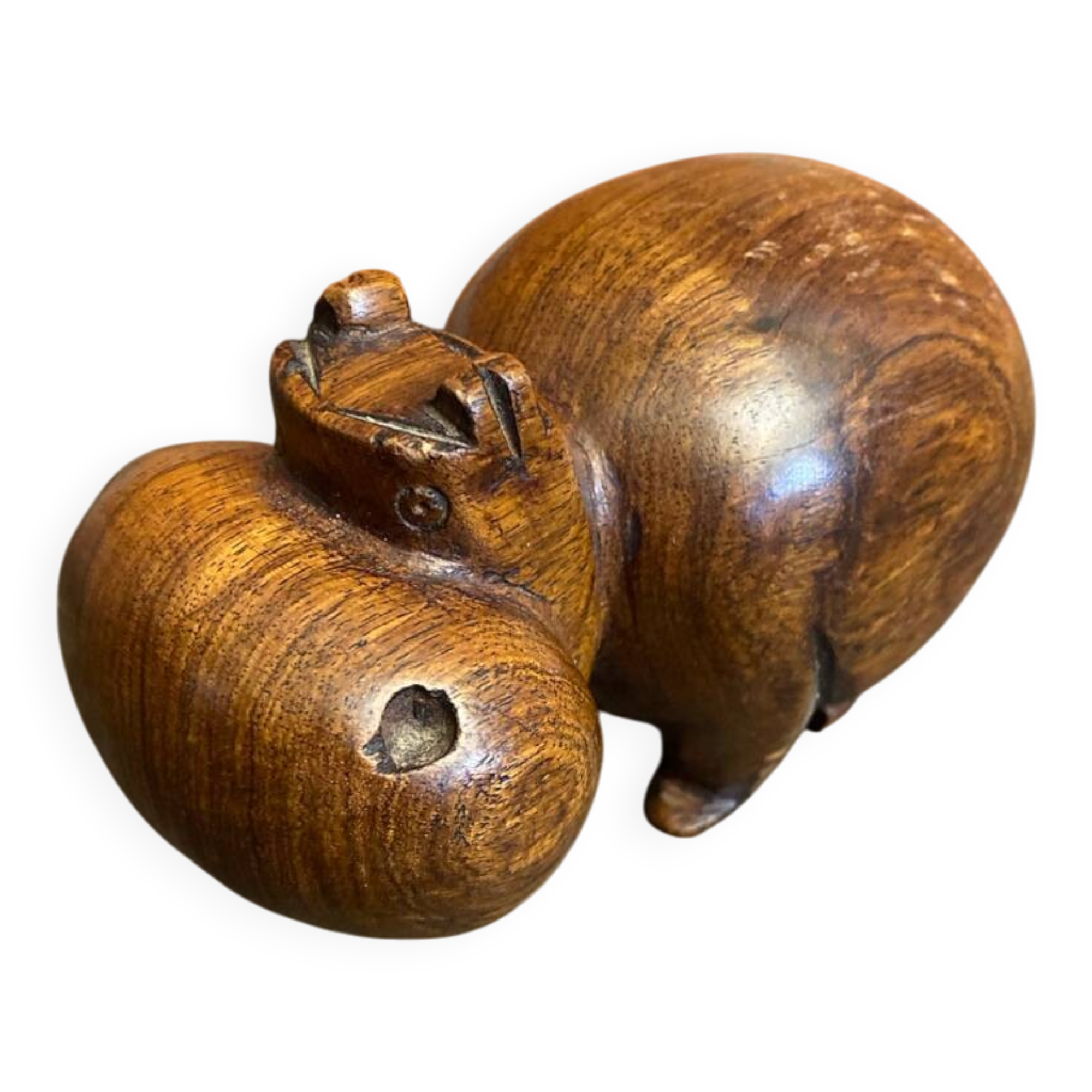 Sculpture Hippopotamus Ebony Wood Realistic Decoration Paperweight Wine