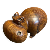Sculpture Hippopotamus Ebony Wood Realistic Decoration Paperweight Wine