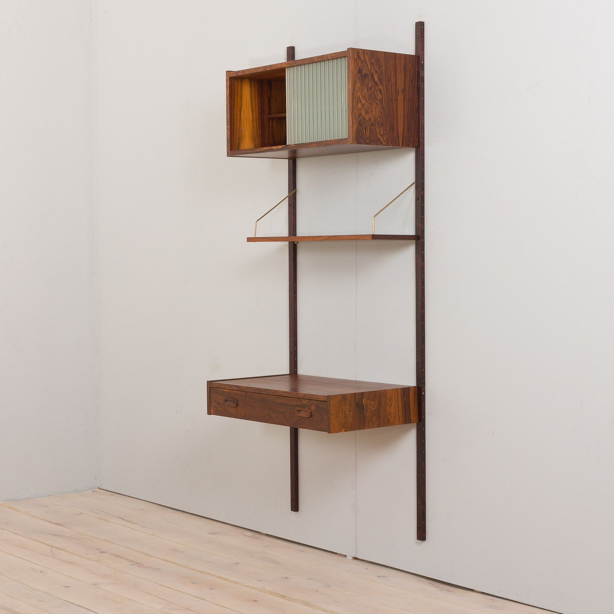 Preben Sorensen Danish mid century rosewood  wall unit with floating desk, PS system,  Randers, 1960