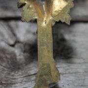 Pair of bronze and gold metal floral wall sconces, flower wall lamp.