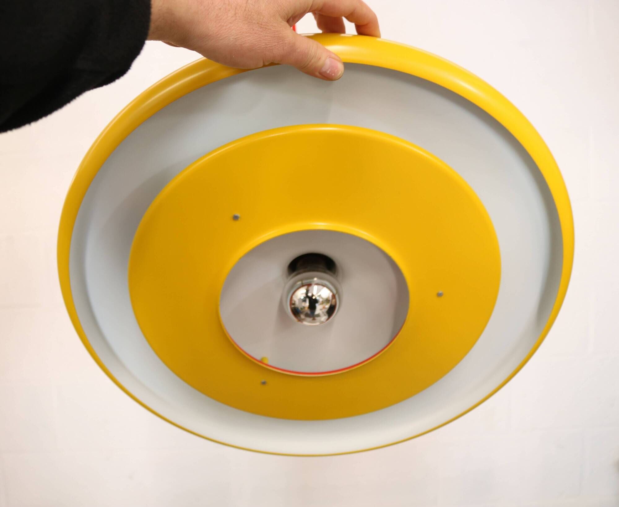 Yellow XL Fog & Morup Optima Pendant Lamp: Hans Due Design, Denmark 1970s