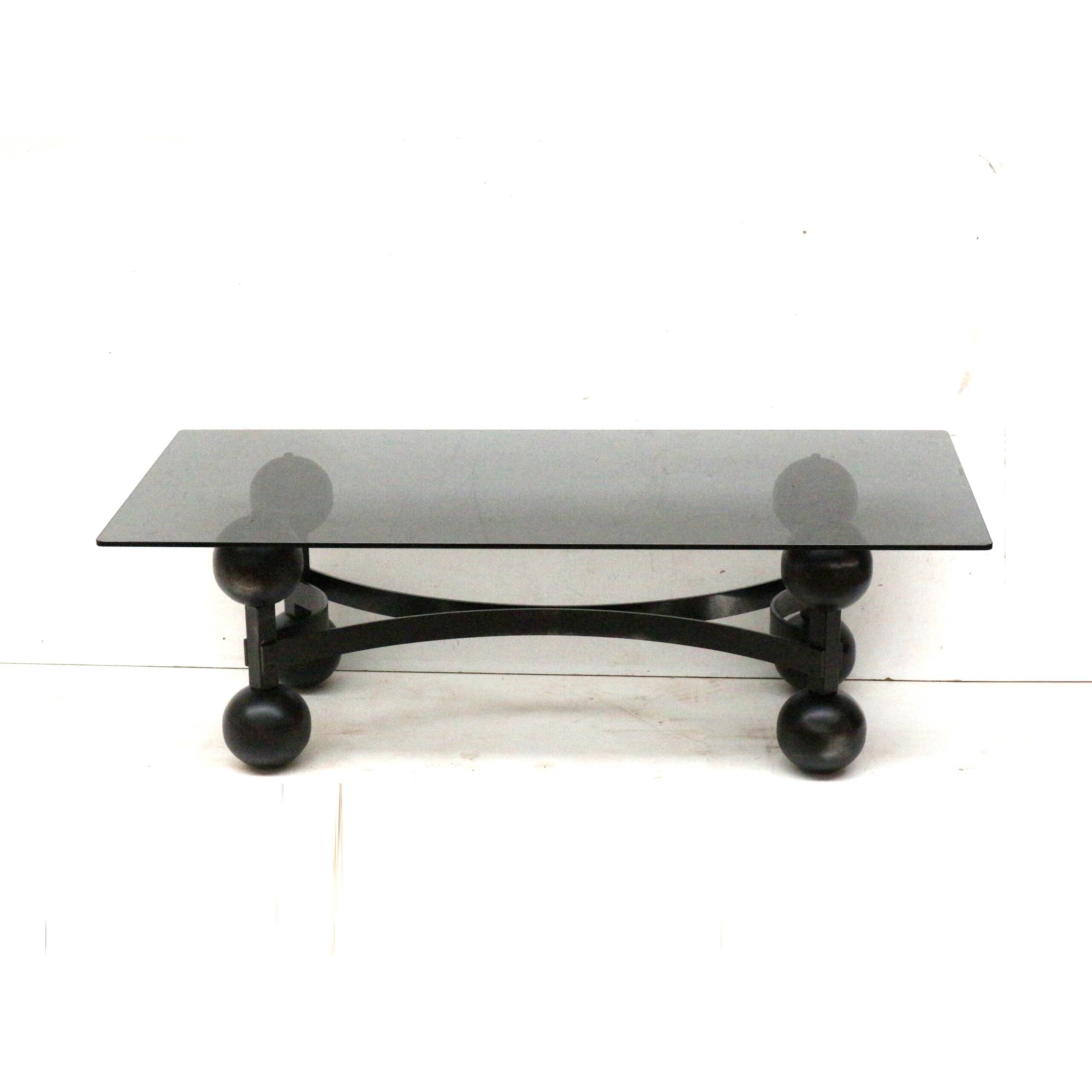 Grande table basse vintage brutaliste Space Age avec plateau en verre fabriquée dans les années 70