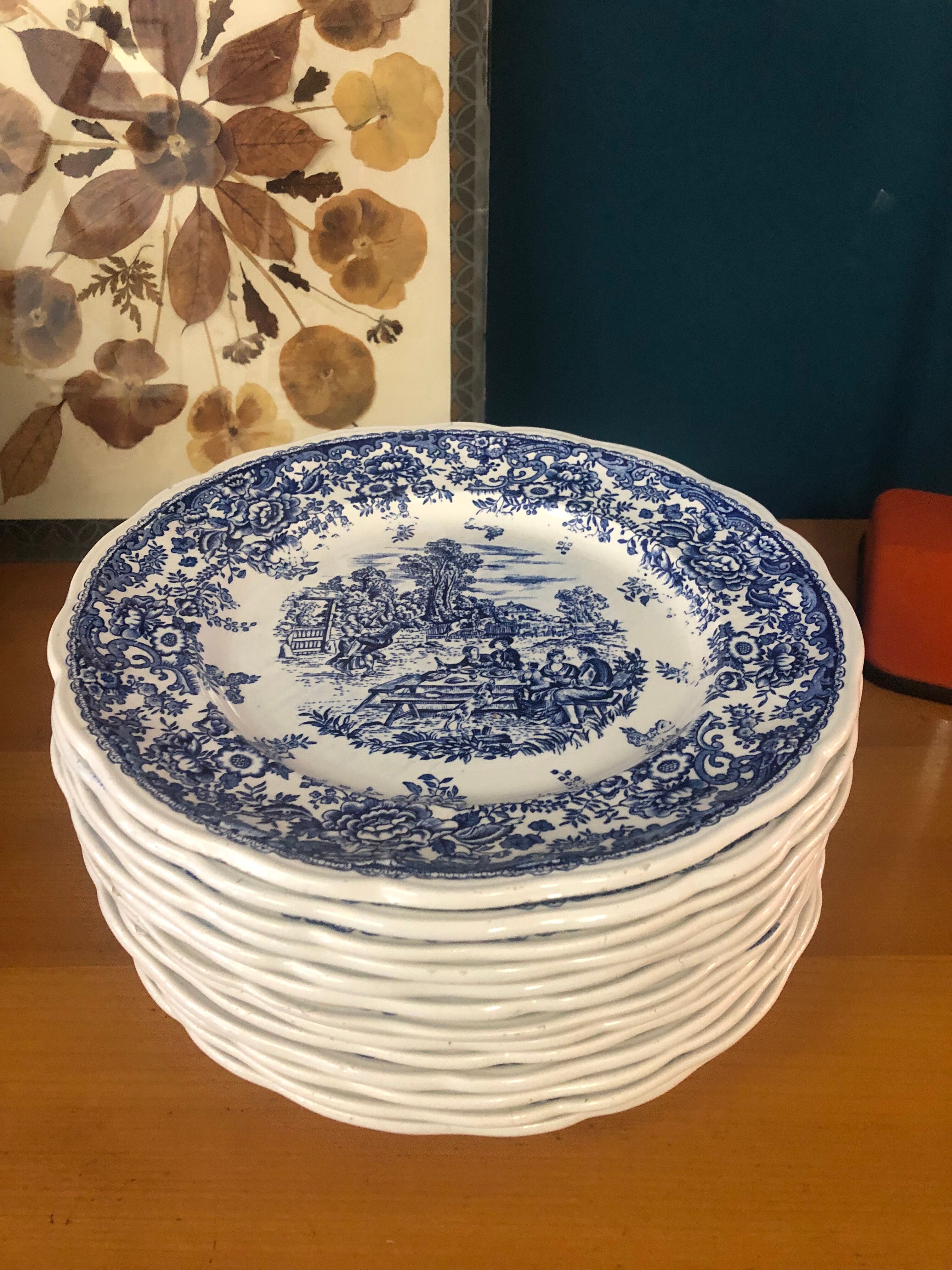Set of 13 flat plates Lunéville KG