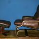 Scandinavian bentwood cantilever leather lounge chair with footrest, 1960s