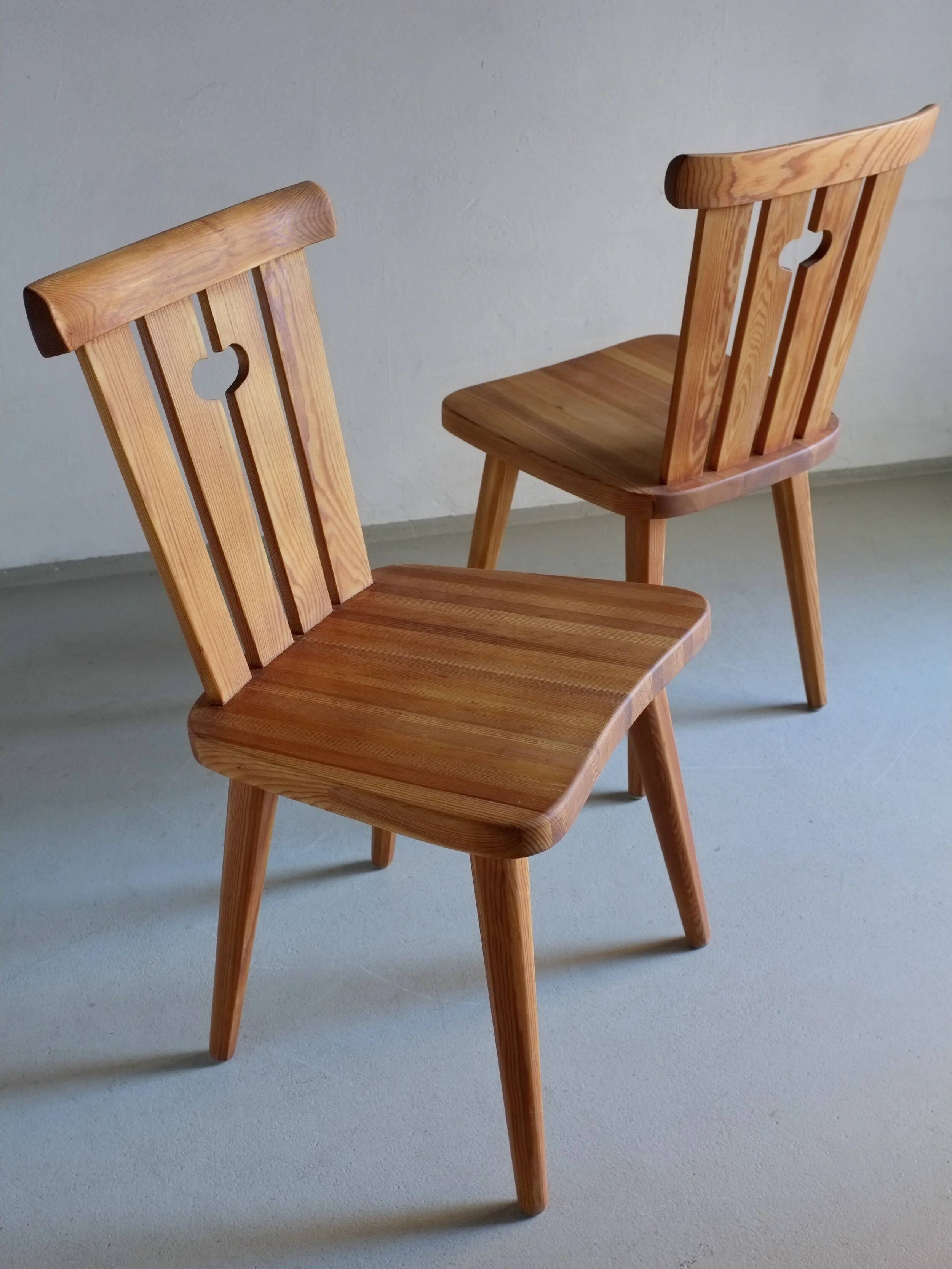 4 rustic pine chairs by Goran Malmvall | Sweden | 1940s