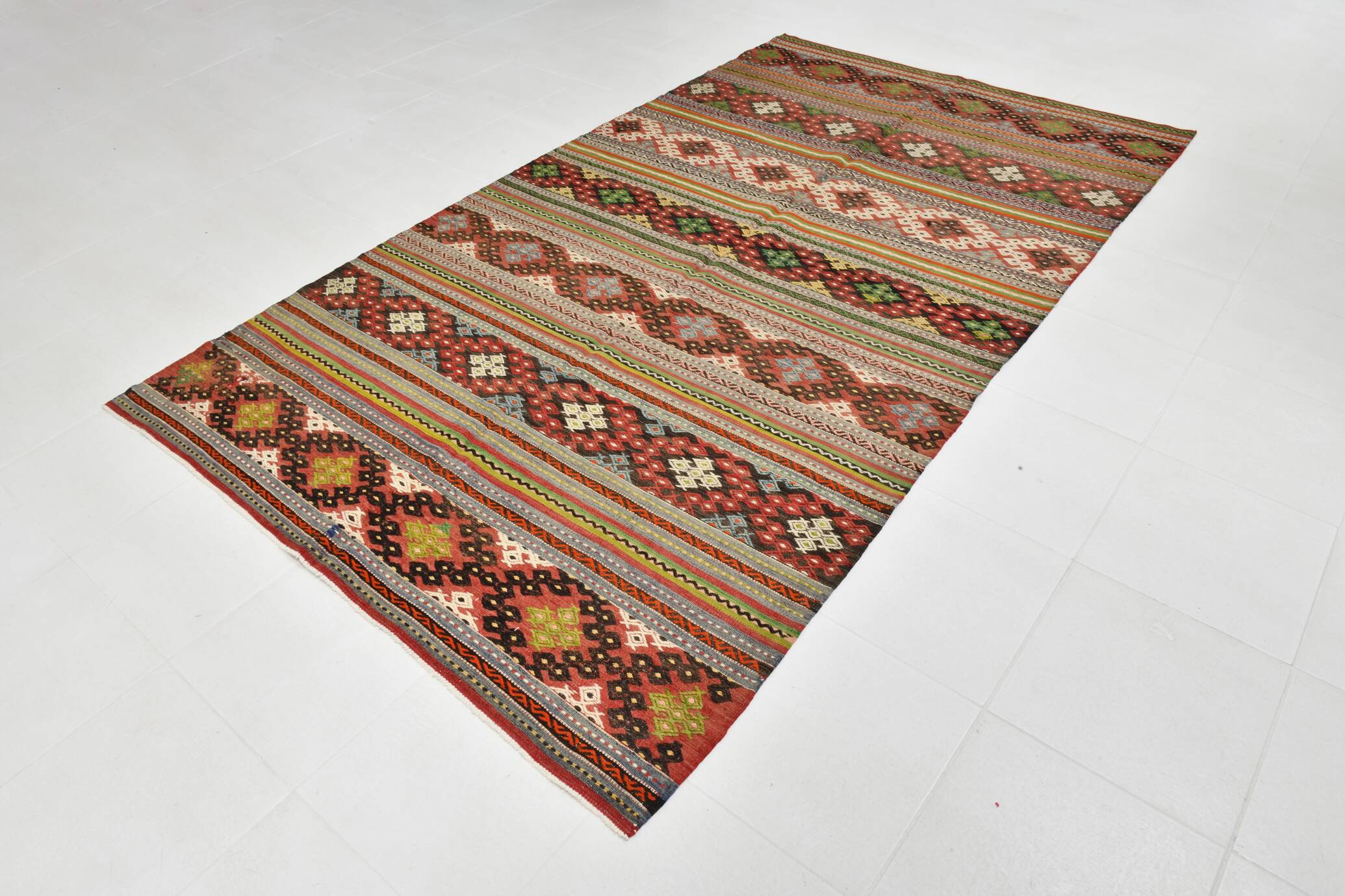 6x10 Striped Turkish Kilim Rug, 170x297Cm