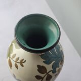 Large multicoloured floral vase in Royal Gouda Porcelain, Zuid Holland.