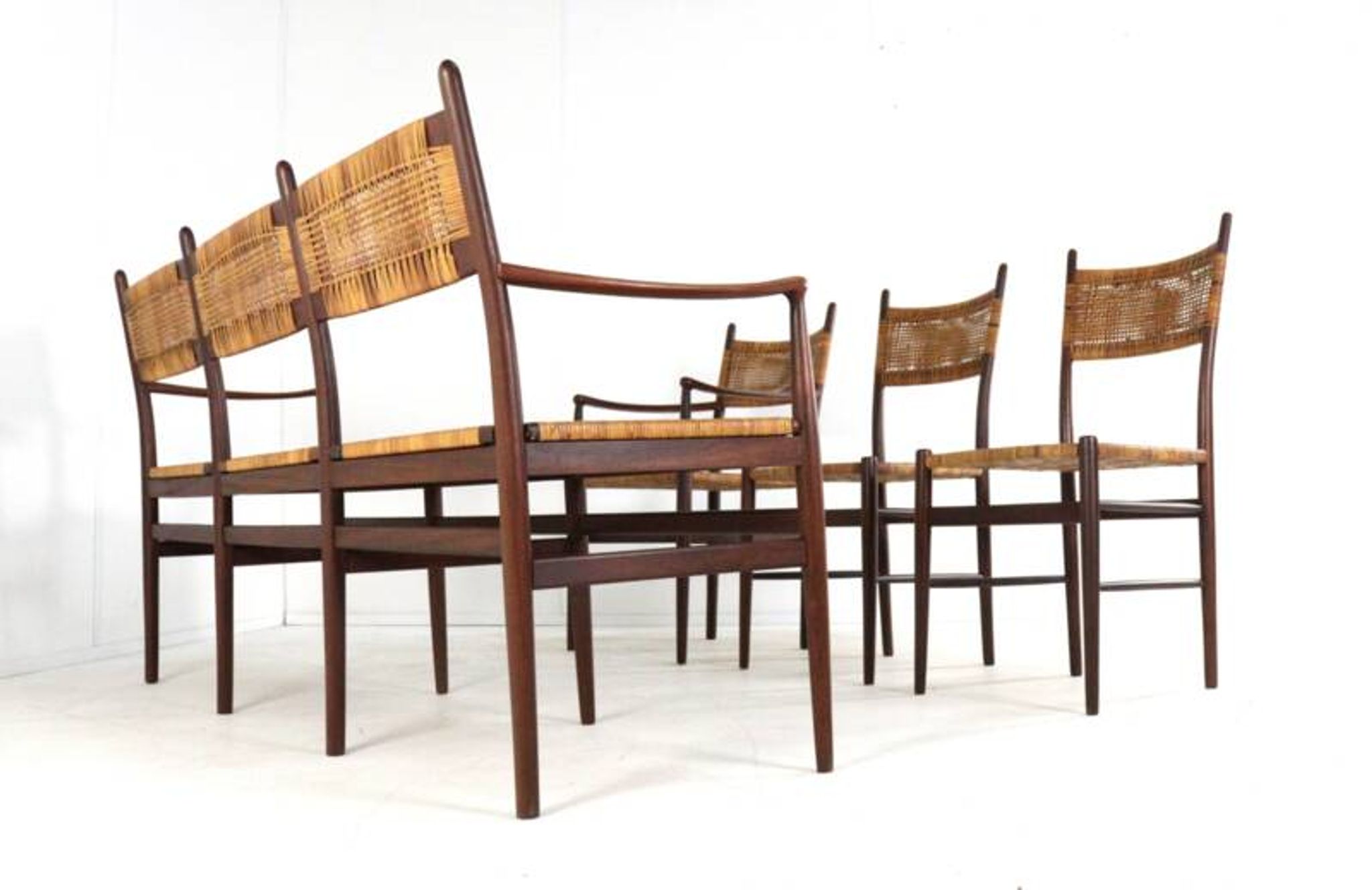 Dining room set 'Bologna' - 3 seater sofa - 3 chairs - mid century modern