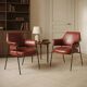 Pair of vintage metal and faux leather armchairs, Italian design, 1960s
