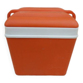 Vintage orange ice box with EDA brand wrist