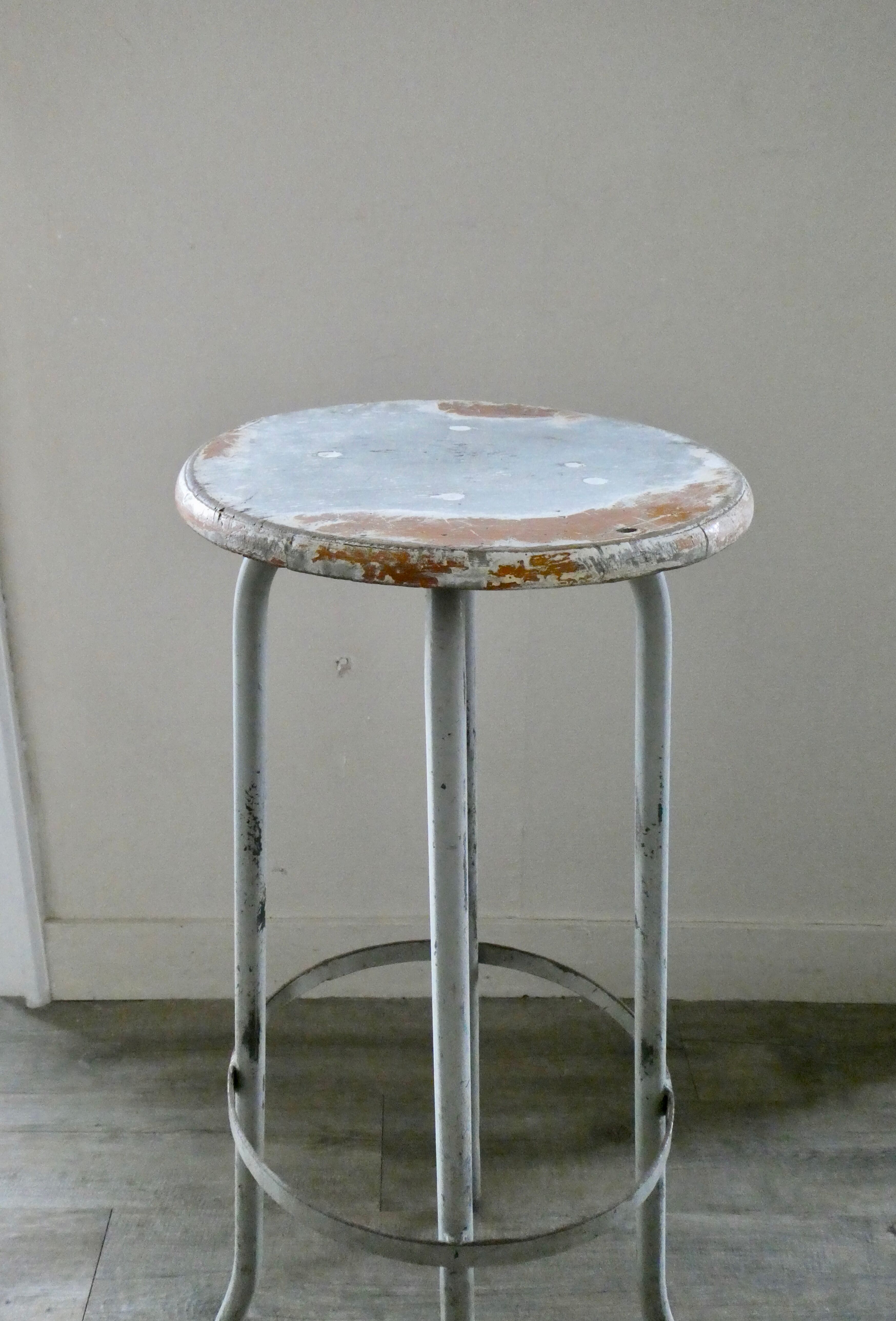 Wooden and metal high stool, 1960s