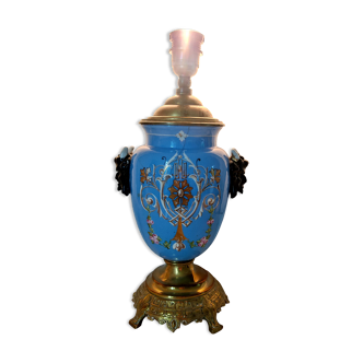 Lamp foot blue vase heads of fauna