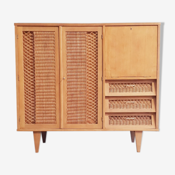 Meuble armoire en rotin