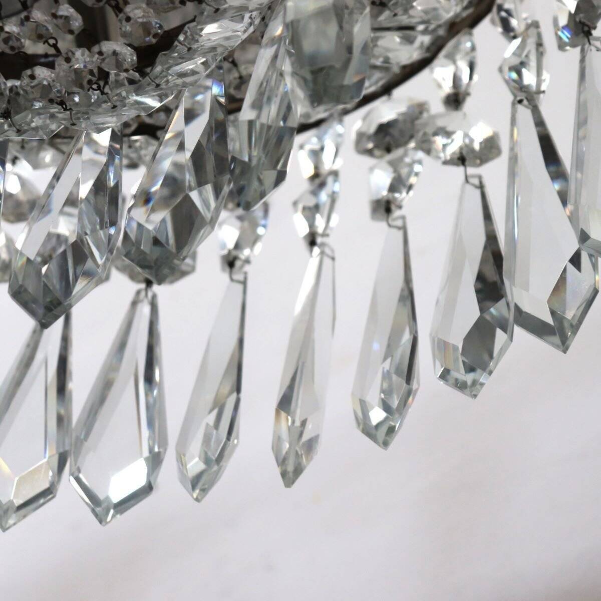 Chandeliers With Large Crystal Drops, Italy, Early 20th Century
