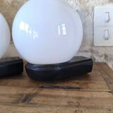 Pair of RZB Leuchten opaline globe wall lights
